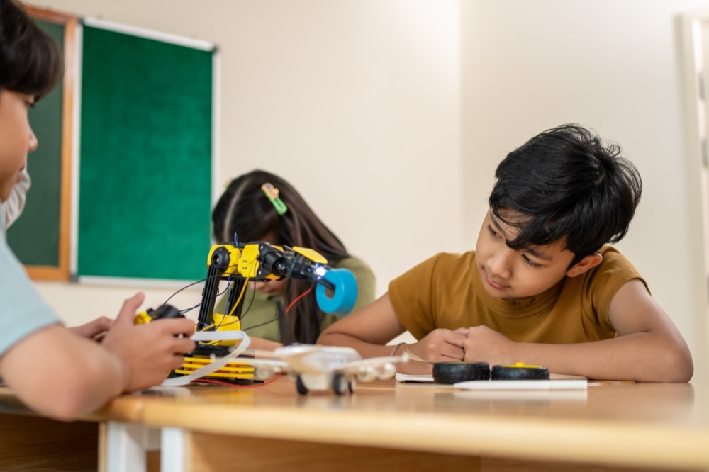 Children exploring a hands-on learning activity together